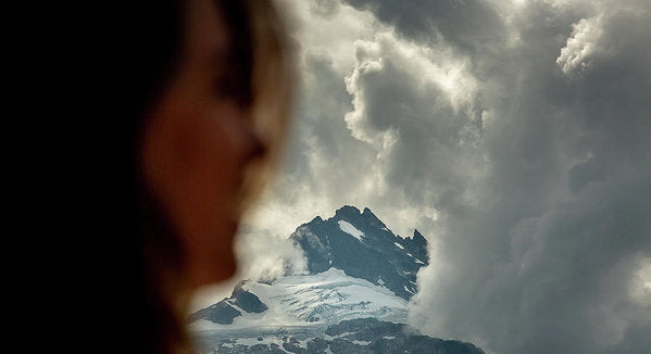 Woman, Clouds and Mountain